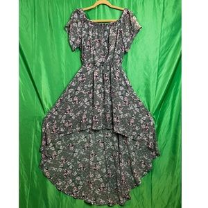 Casual spring dress,pink floral patterns.Double style shoulder straps.